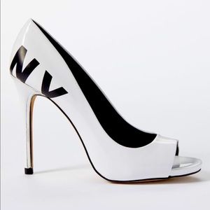 DKNY Iris Peep Toe Black and White Pumps